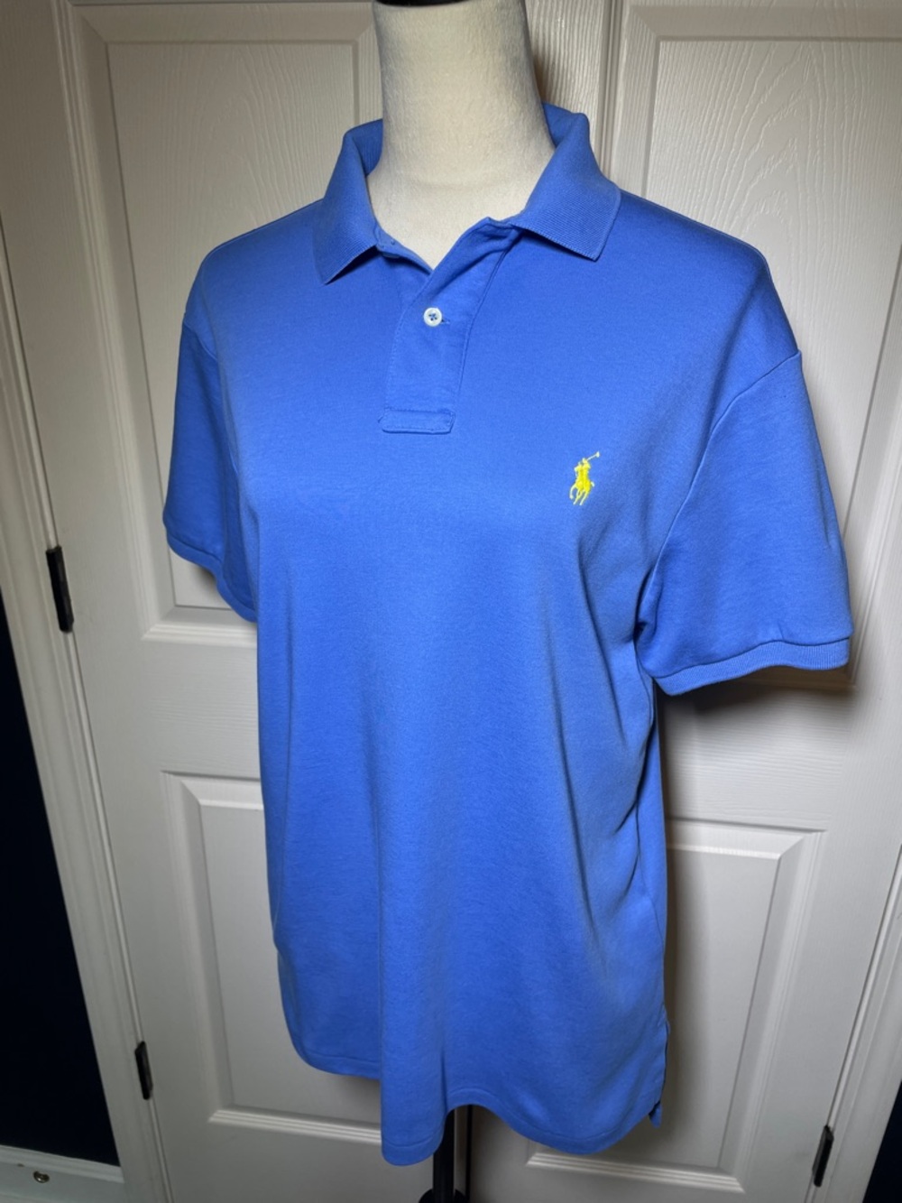 Polo Ralph Lauren Blue Short Sleeve Polo Yellow Polo Player Logo Size Medium‎